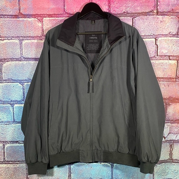 Claiborne Aero Tech Gray Bomber Jacket Mens Large Lightweight Zip-Up Windbreaker - Picture 4 of 12